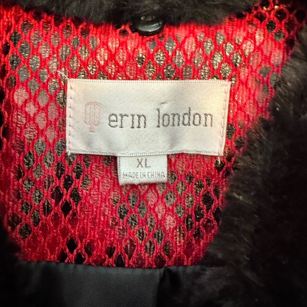 VTG Erin London Women's Y2K Red Cheetah/Snake Print Cropped Jacket XL Faux Fur - Picture 4 of 5